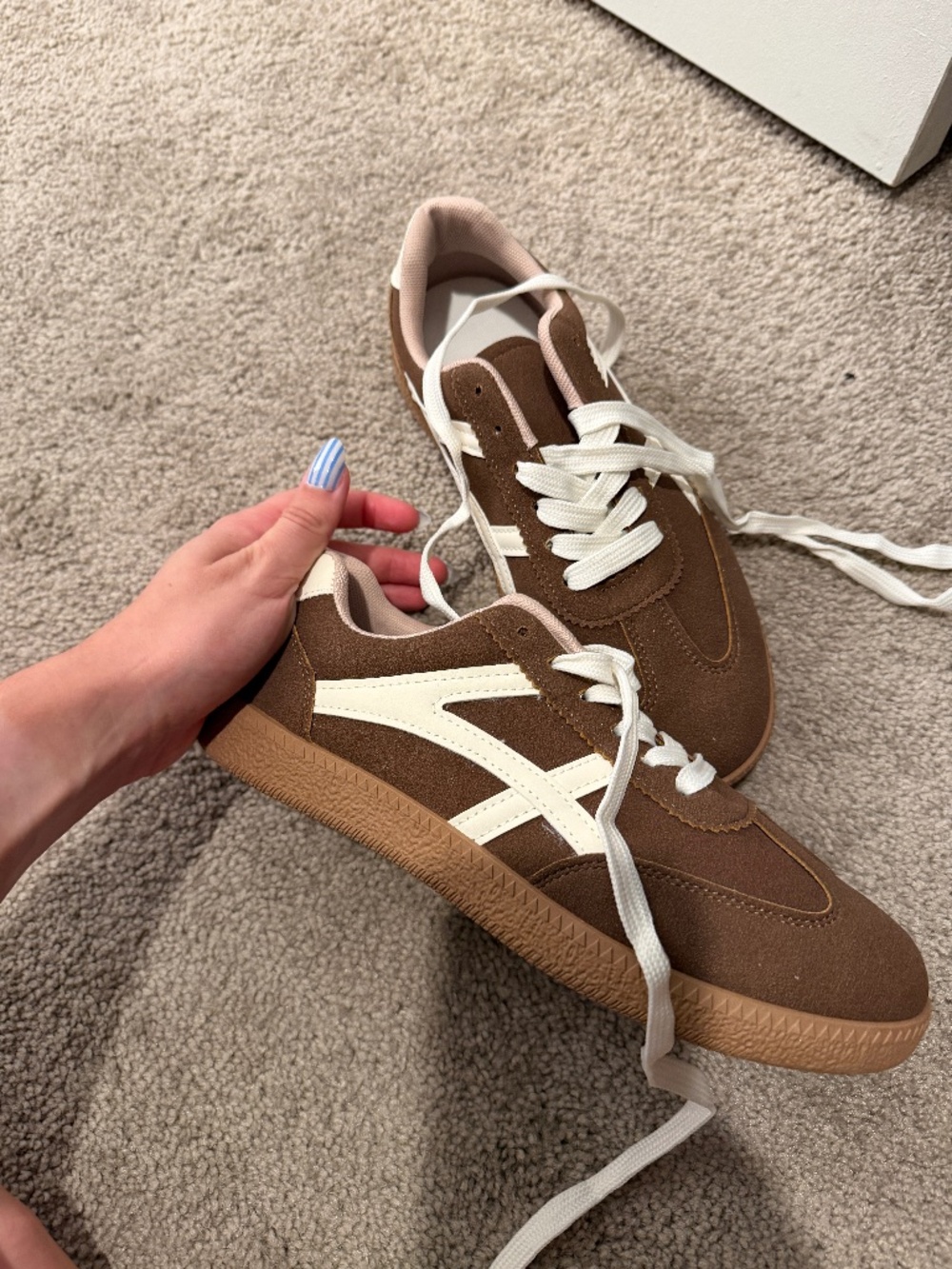 Brown & Cream Retro Sneakers Size 8